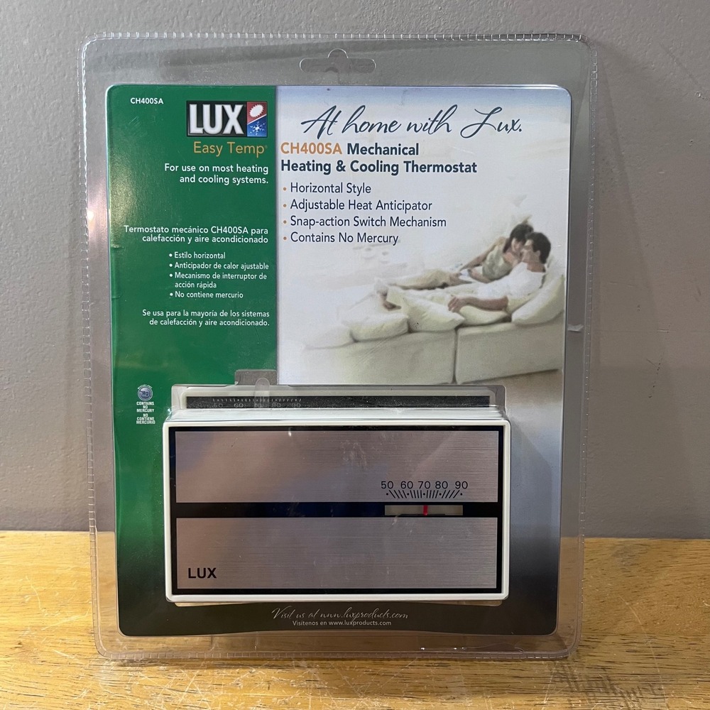 LUX Easy Temp CH400SA Mechanical Heating & Cooling Thermostat Vtg Style New